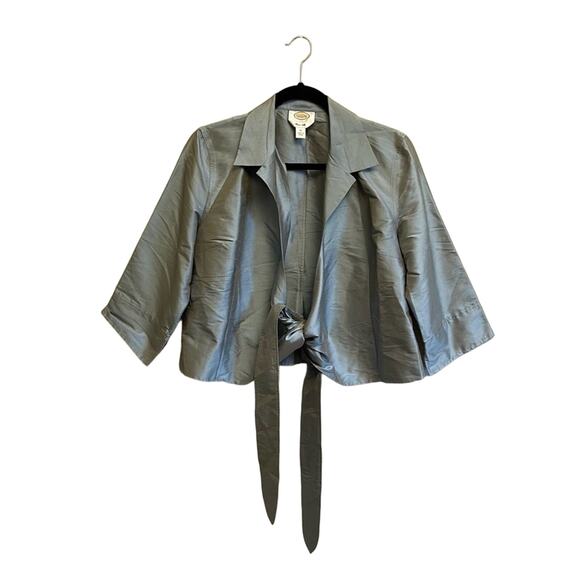Talbots Jackets & Blazers - Talbots M 100% silk blazer metallic blue business casual